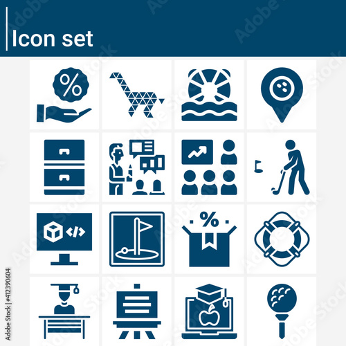 Simple set of courses related filled icons.