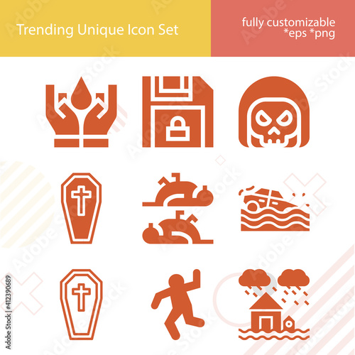 Simple set of destruction related filled icons.
