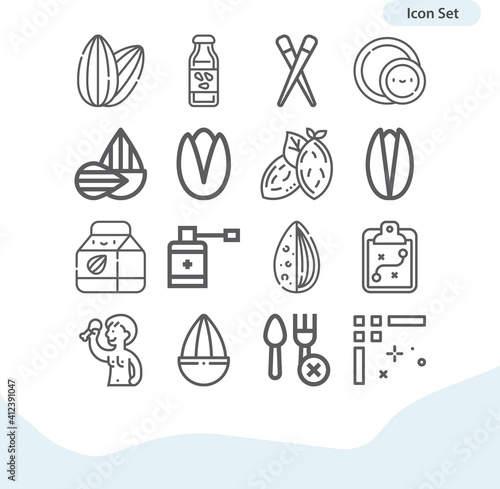 Simple set of ingestion related lineal icons.