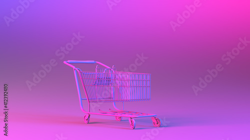 Checkout shopping cart on colorful background sale clearance retail promo - illustration rendering