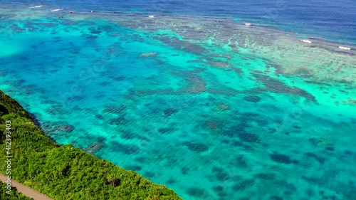 drone view beautiful ocean triangle point irabu island miyako Okinawa photo
