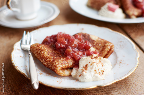 Wallpaper Mural Vegan Cream Cheese Blintzes with Rhubarb Compote Torontodigital.ca