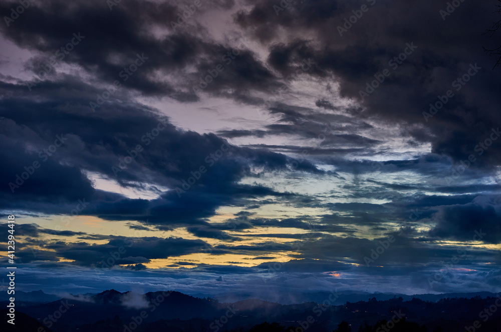 beautiful sunset in the mountains of eastern Antioquia in Colombia.
Blue hour.