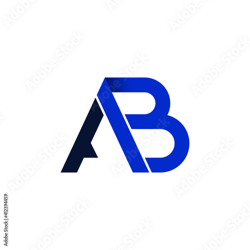 blue letter ab logo design vector
