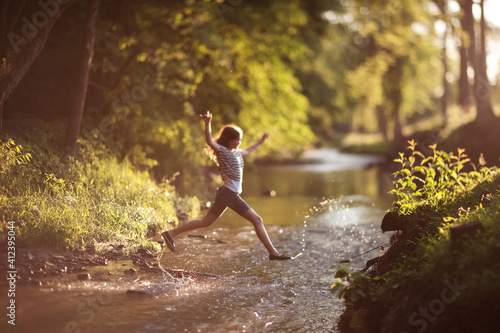 Playing in the creek photo