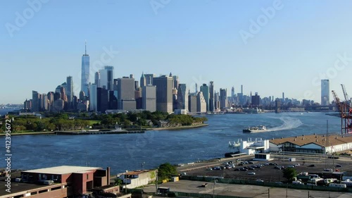 Epic Pan Left View of New York City Skyline photo