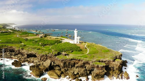 Wallpaper Mural drone view beautiful ocean hennazaki lighthouse miyako island Okinawa Torontodigital.ca
