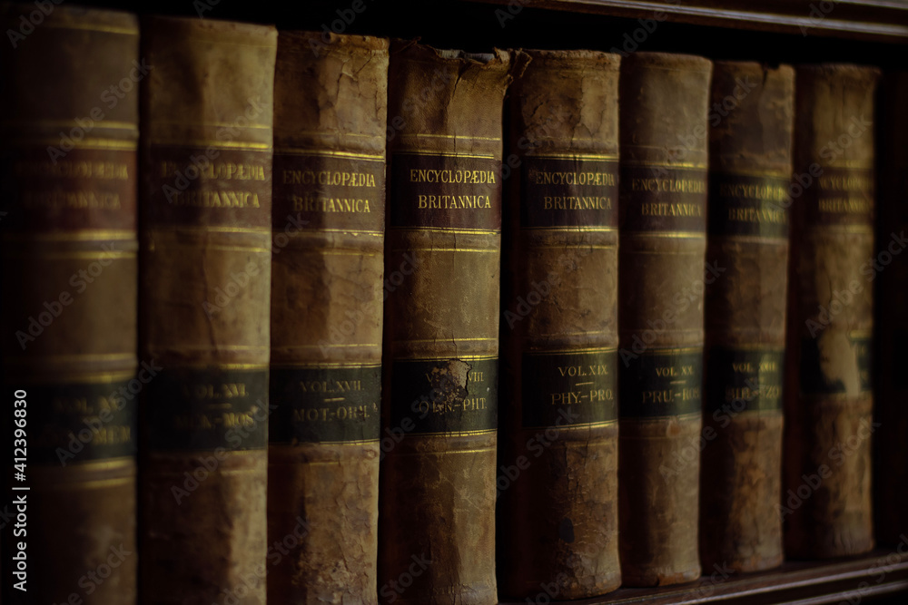 Naklejka premium old books in library