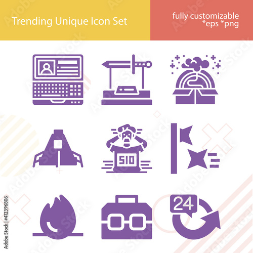 Simple set of miscellaneous related filled icons.