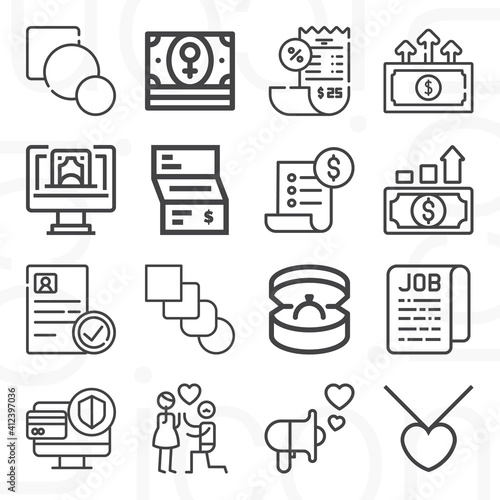 16 pack of amendments  lineal web icons set
