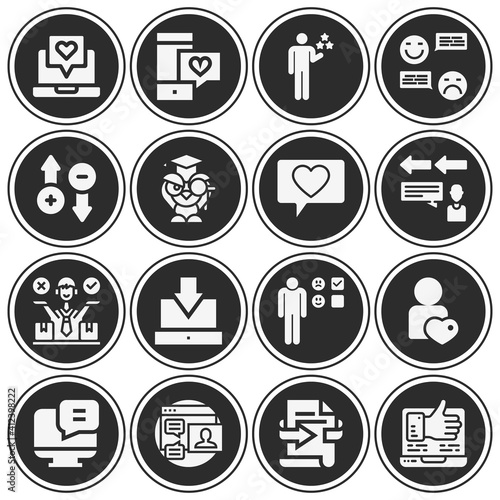 16 pack of opinions filled web icons set