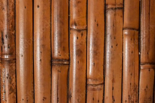 Tiki-style wooden background belonging to a bamboo table top, Ontario, Canada.