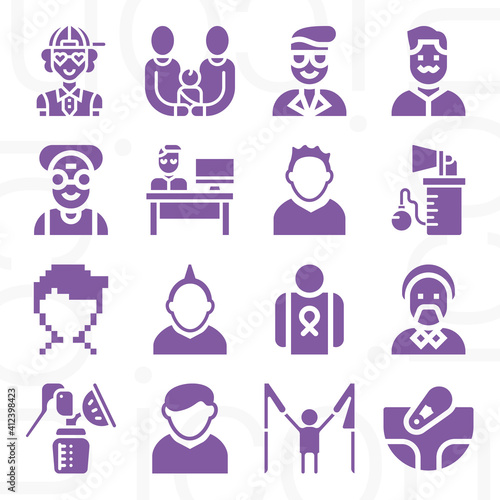 16 pack of paternal  filled web icons set