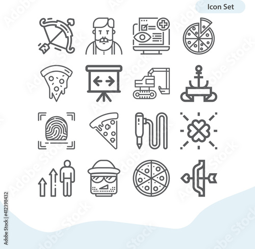 Simple set of screening related lineal icons.