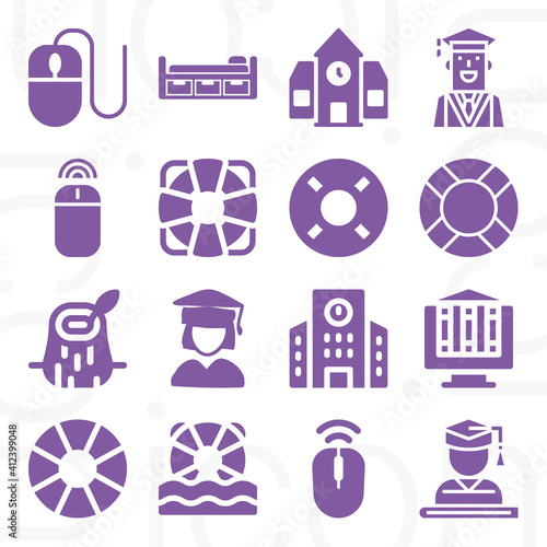 16 pack of dissertation  filled web icons set