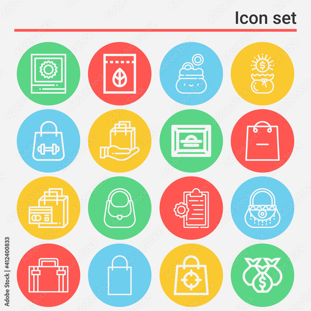 16 pack of pocket  lineal web icons set