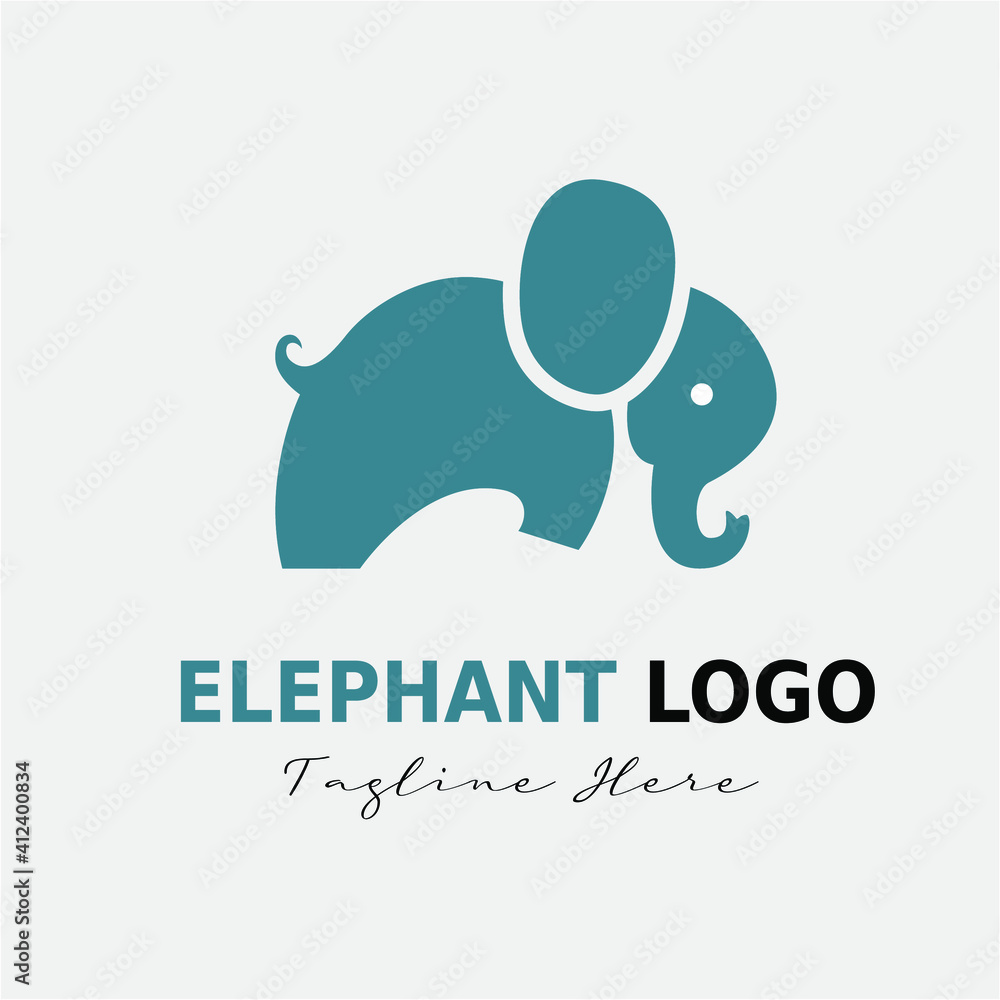 flat modern minimalist elephant logo design concept vector