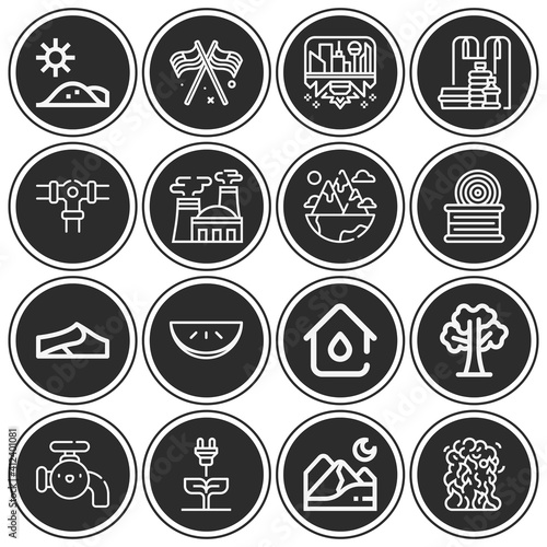 16 pack of geographic area lineal web icons set