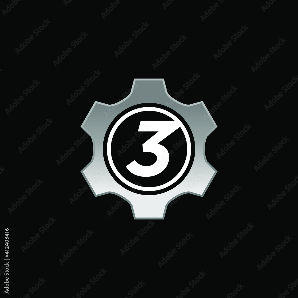 Initial Number 3 with Gear Logo Design Vector Initial Number 3 with Gear Logo Design Vector