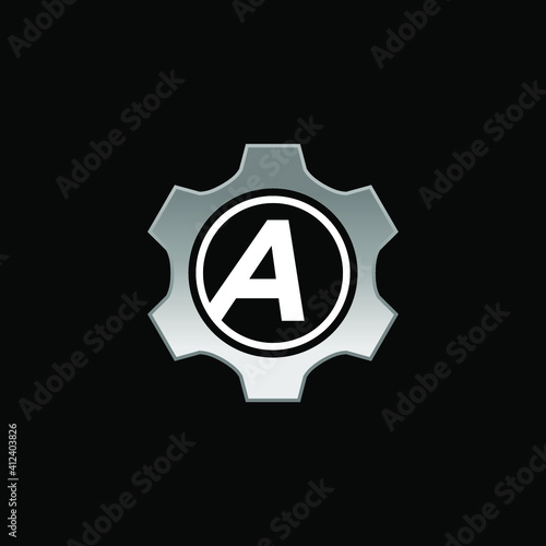 Initial Letter B with Gear Logo Design Vector