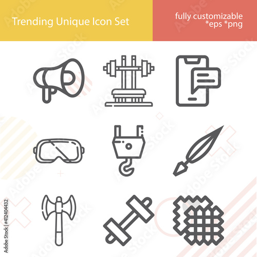 Simple set of comparative related lineal icons.