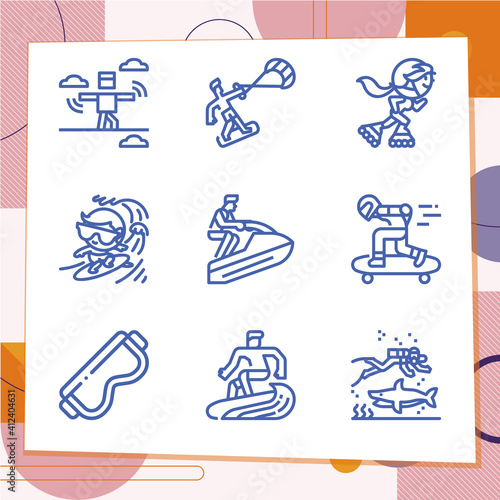 Simple set of 9 icons related to proximal