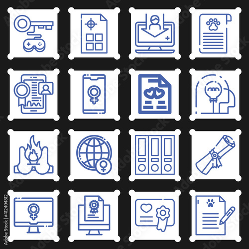 16 pack of license  lineal web icons set