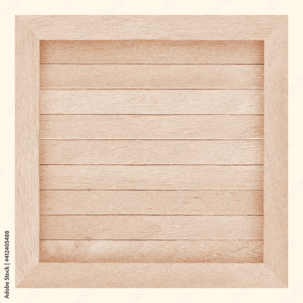 Fototapeta premium Wooden plank brown or wood frame isolated on white with clipping path