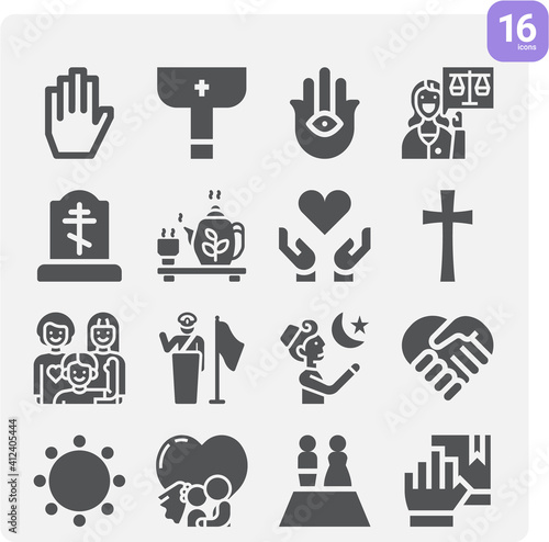 Simple set of dedication related filled icons.