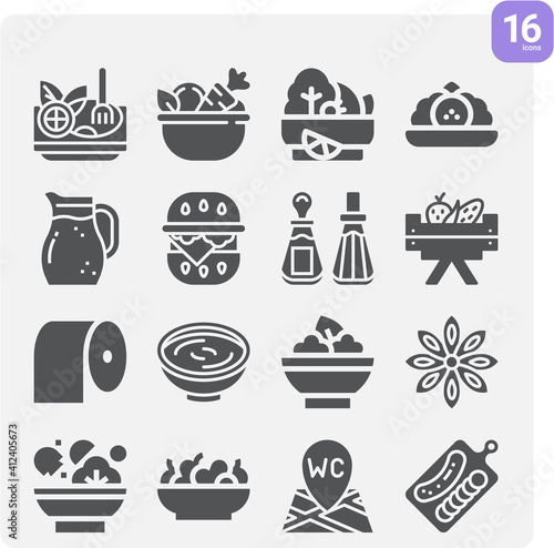 Simple set of dressing related filled icons.