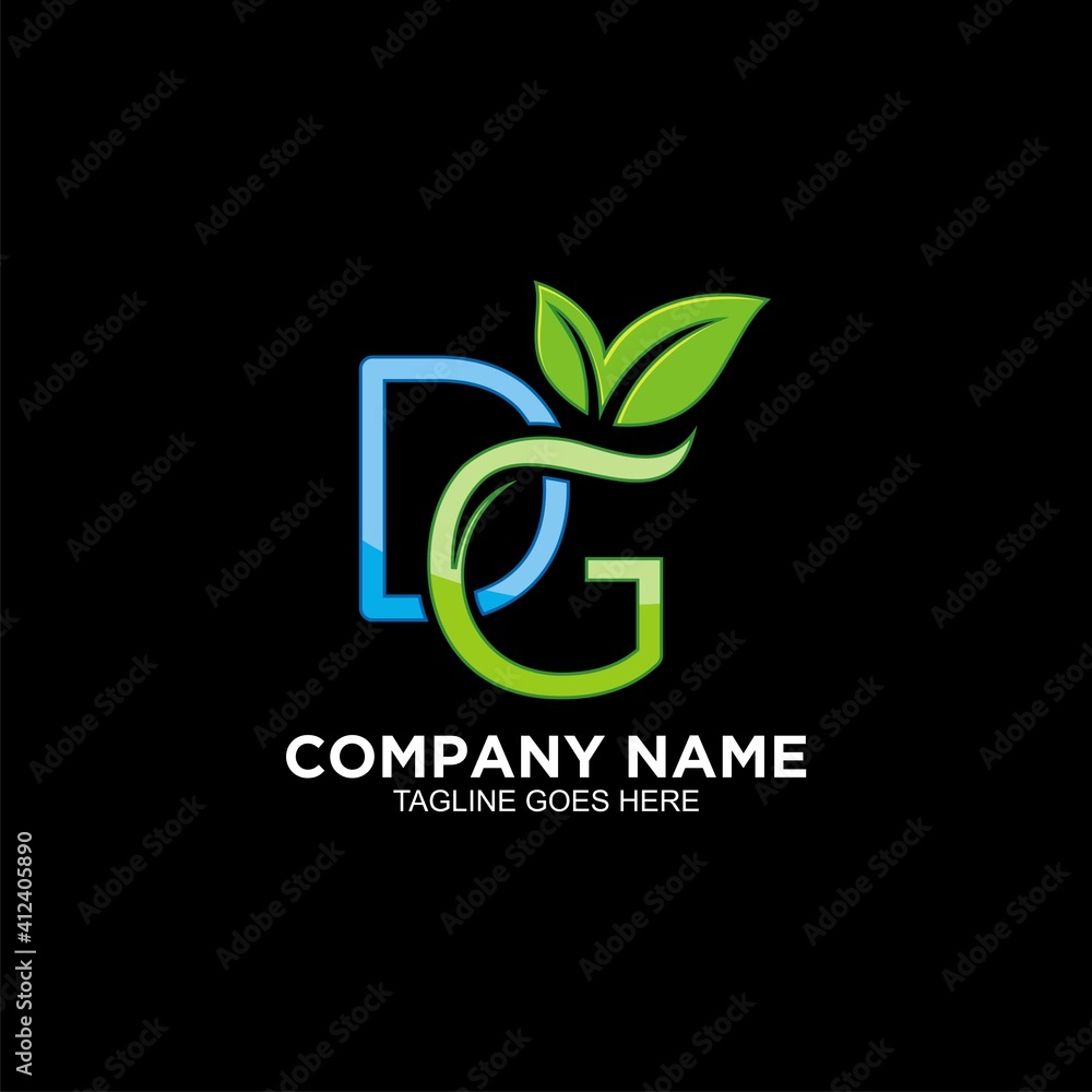 DG initial logo leaf design concept for business company DG initial logo leaf design concept for business company