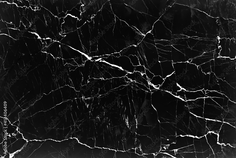 Black marble background with abstract white line lightning patterns