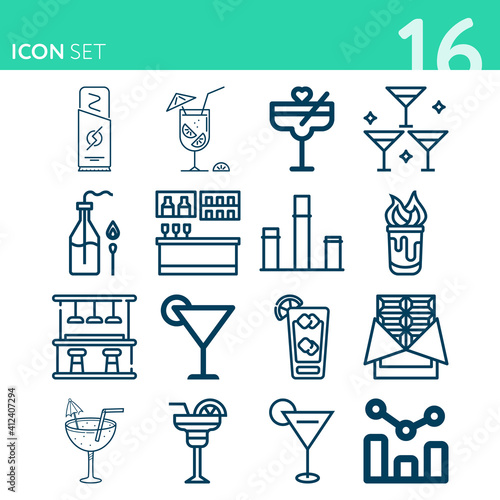 Simple set of 16 icons related to absolute