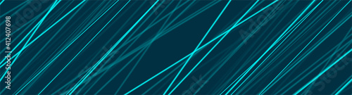 Cyan blue glowing neon lines abstract banner. Futuristic vector background