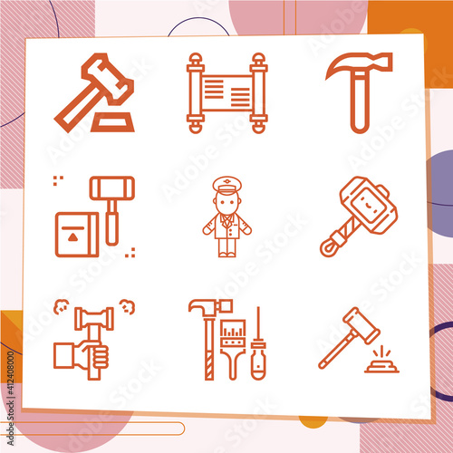 Simple set of 9 icons related to power tool
