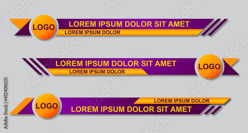 Graphic set of Broadcast News Lower Thirds Banner for Television. Modern stylish lower third banner template design. Vector video headline title. Vector illustrator
