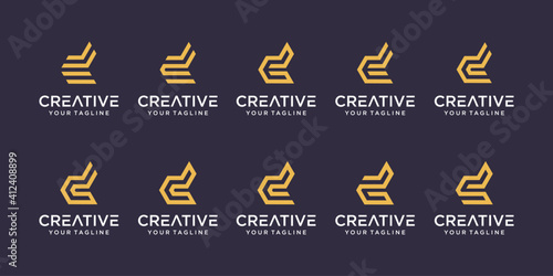 Set of abstract initial letter d logo template. icons for business of fashion, digital, technology,