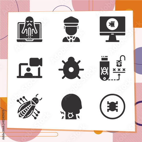 Simple set of 9 icons related to infected