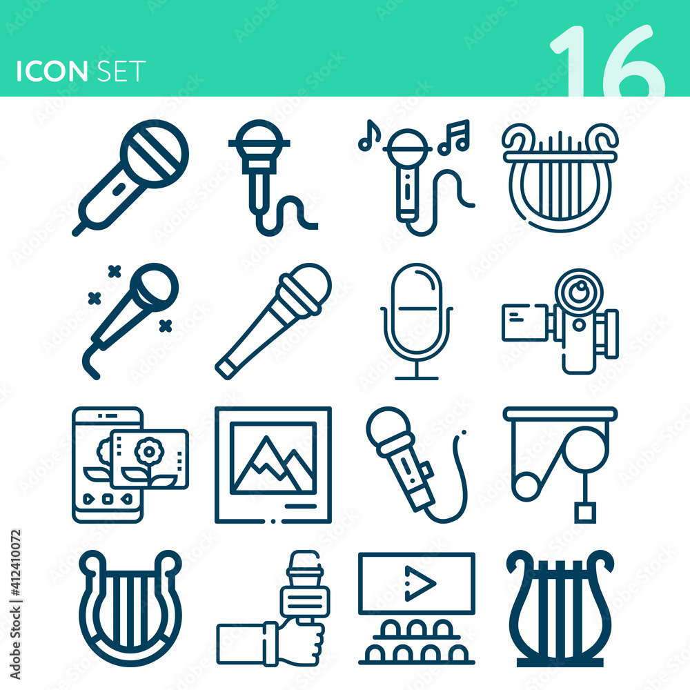 Simple set of 16 icons related to audience Simple set of 16 icons related to audience