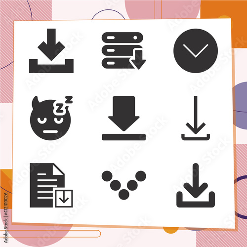 Simple set of 9 icons related to devil