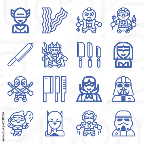 16 pack of strips  lineal web icons set