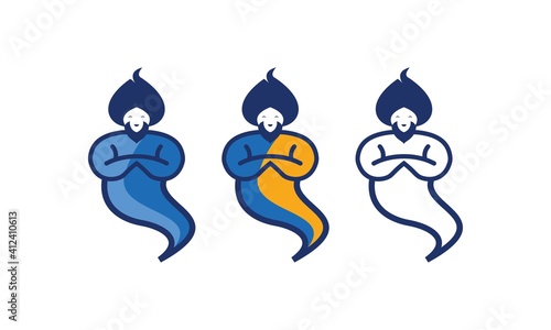 1 set genie logo icon designs vector white background.