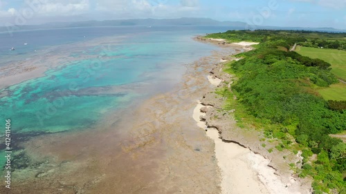 Wallpaper Mural drone view beautiful ocean nakamoto beach kuroshima island Okinawa Torontodigital.ca