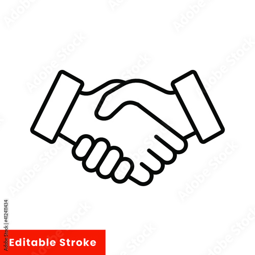 Shake hand line icon. Simple outline style for web and app. Handshake, hands, partnership, business concept. Vector illustration isolated on white background. Editable stroke EPS 10
