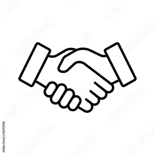 Shake hand line icon. Simple outline style for web and app. Handshake, hands, partnership, business concept. Vector illustration isolated on white background. EPS 10