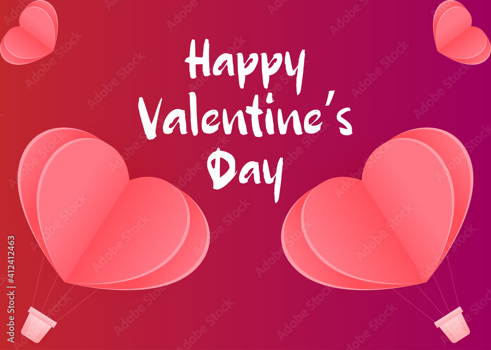 Happy valentine's day pink heart and dark red  background abstract vector design