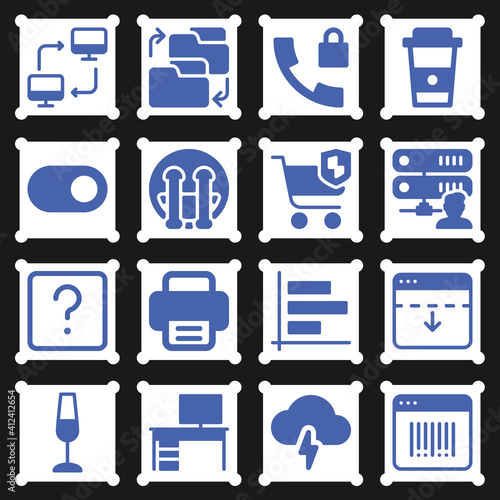 16 pack of ideal  filled web icons set