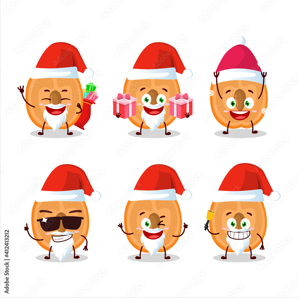 Santa Claus emoticons with slice of apricot cartoon character Santa Claus emoticons with slice of apricot cartoon character