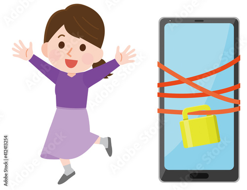 デジタルデトックスする女性　イラスト