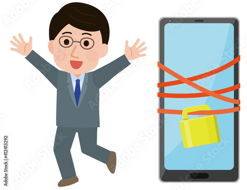 デジタルデトックスする男性　イラスト